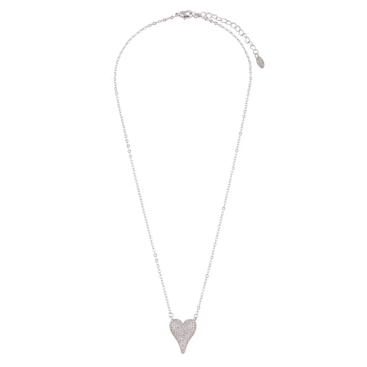 Silver Zirconia Heart Necklace