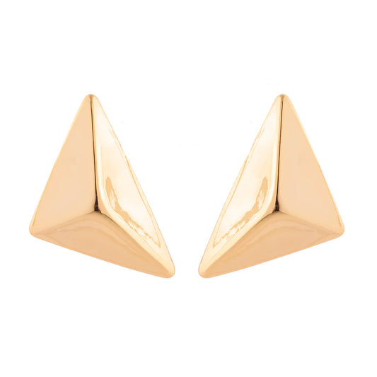 Gold Elongated High Triangle Earrings