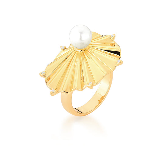 SHELL PEARL ZIRCONIA RING