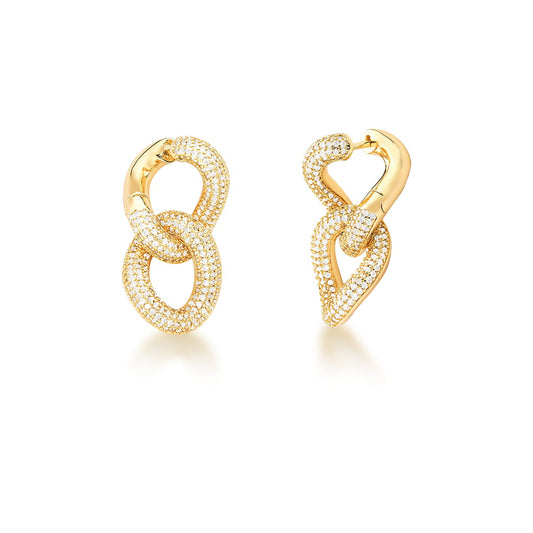 ZIRCONIA STUDDED LINK DROP EARRINGS