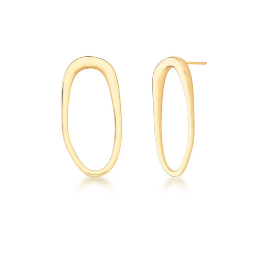 OVAL GOLD PLATED STUD EARRINGS