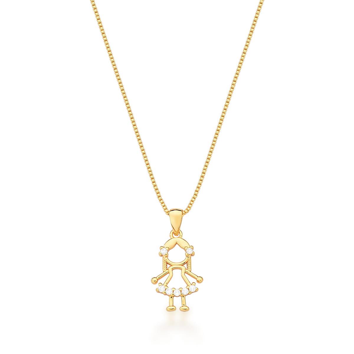 GOLD-PLATED ZIRCONIA STONES LITTLE GIRL PENDANT