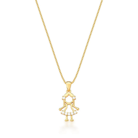 GOLD-PLATED ZIRCONIA STONES LITTLE GIRL PENDANT