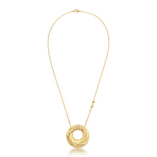 SWIRL SMOOTH SPIRAL GOLD PLATE PENDANT NECKLACE