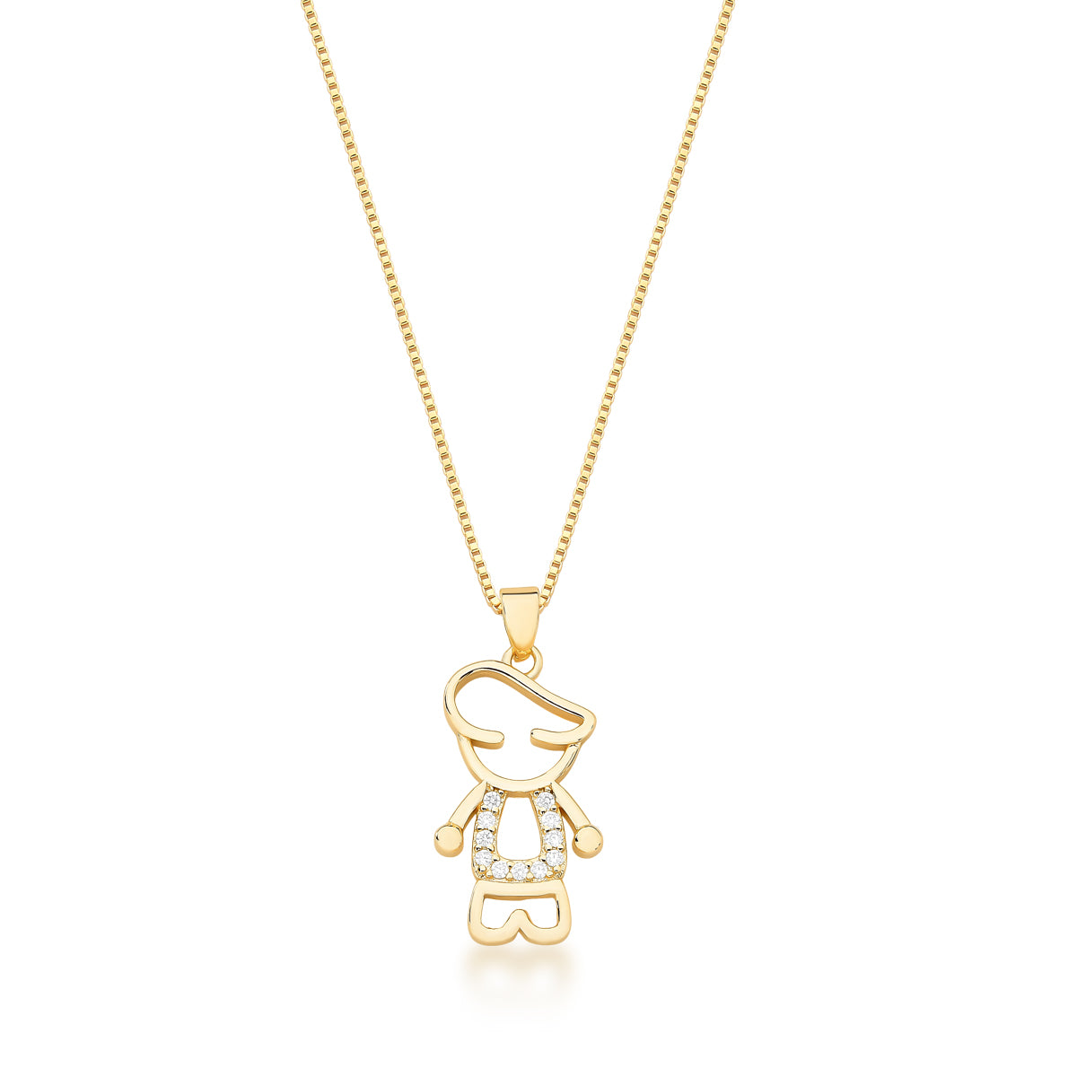 GOLD PLATED STUDDED LITTLE BOY PENDANT NECKLACE