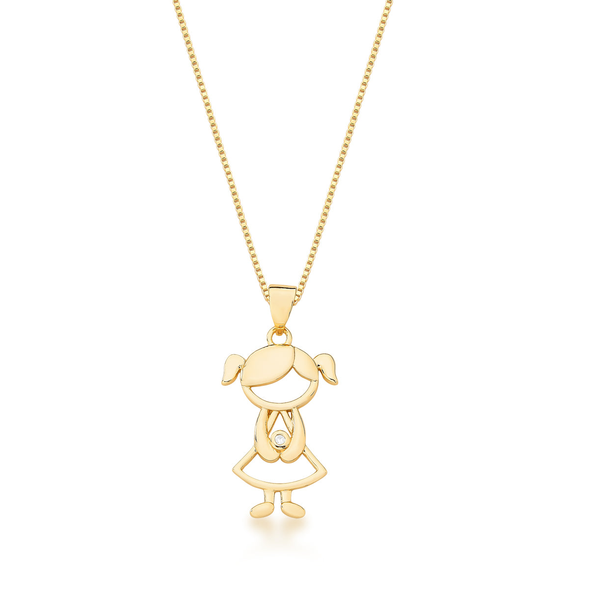 GOLD PLATED PLAIN FLAT LITTLE GIRL PENDANT NECKLACE