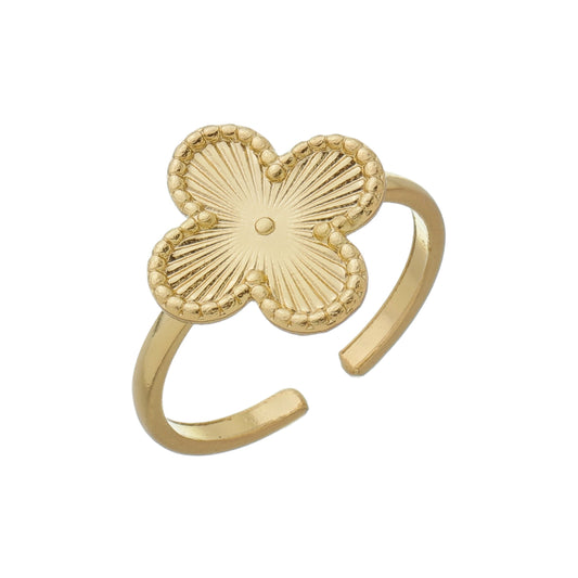 ADJUSTABLE CLOVER GOLD PLATING RING