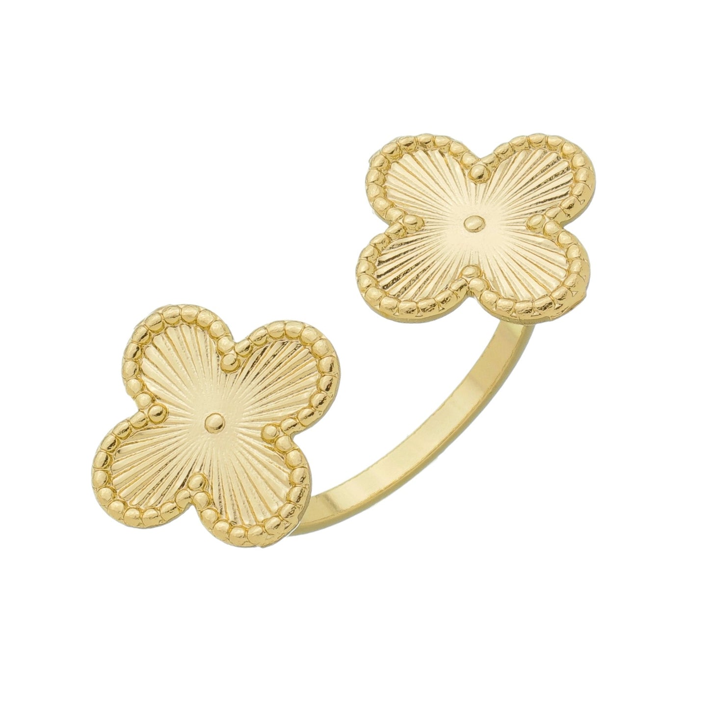 ADJUSTABLE DOUBLE CLOVER RING