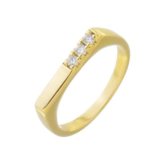 SQUARE SHAPED TRIPLE ZIRCONIA RING