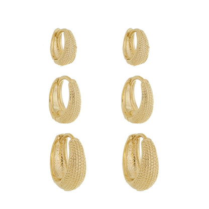 TEXTURED HOOP TRIO EARRINGS