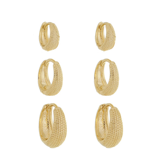 TEXTURED HOOP TRIO EARRINGS