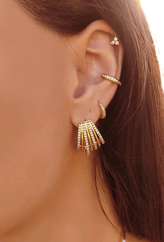 HALF HOOP ZIRCONIA EARRINGS