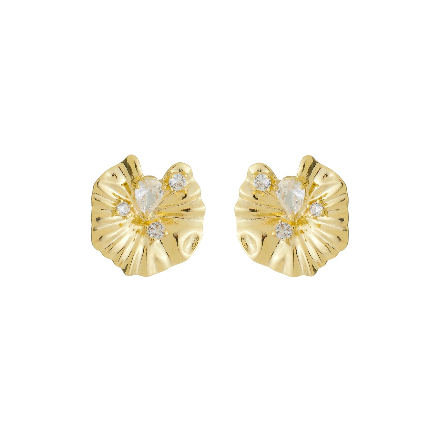 ZIRCONIA STUDDED ORGANIC EARRINGS