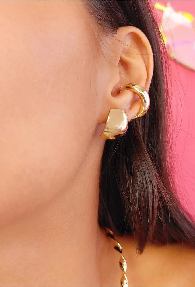 OVAL CURVED EARRINGS