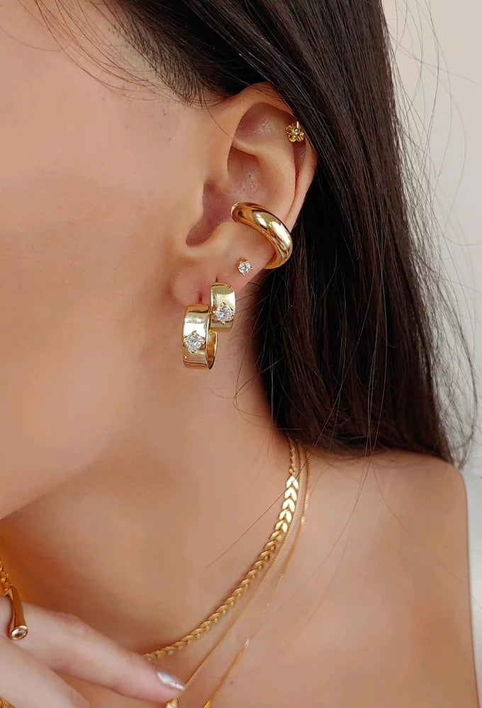 ZIRCONIA STUDDED HOOP EARRINGS