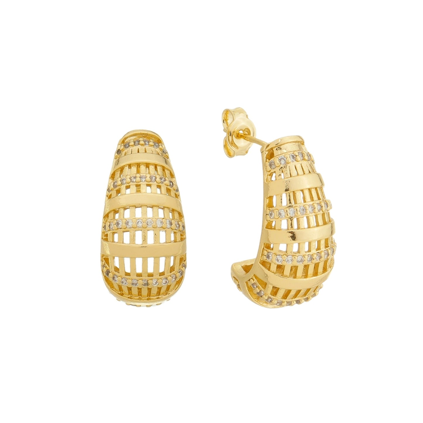 CUTOUT HOOP ZIRCONIA EARRINGS