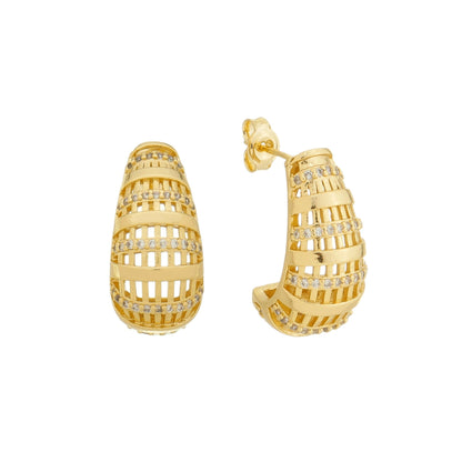 CUTOUT HOOP ZIRCONIA EARRINGS