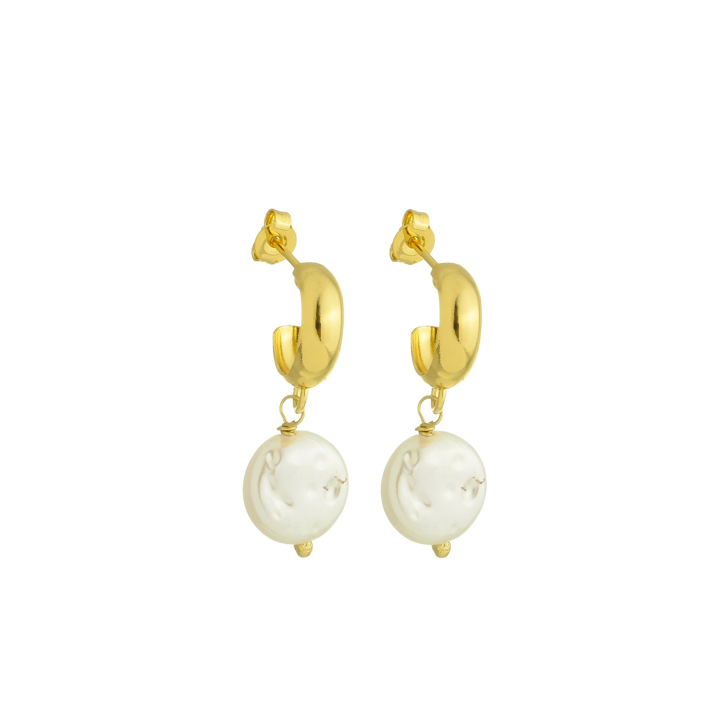 GOLD PLATING SMALL HOOP PEARL EARRINGS