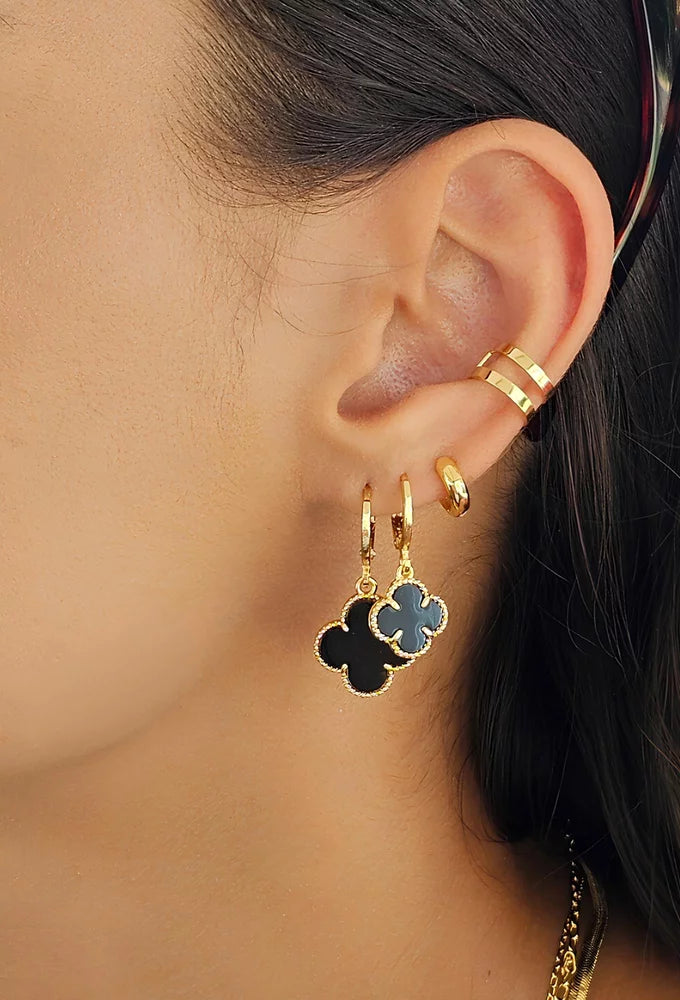 INSPIRATION ONYX CLOVER EARRINGS