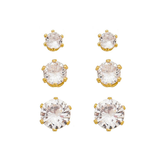 ZIRCONIA STUD TRIO EARRINGS