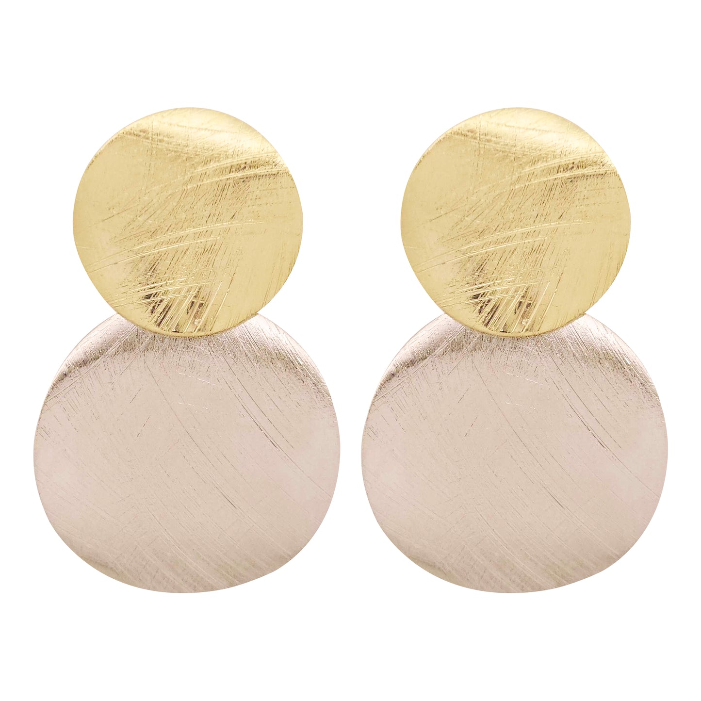 TEXTURED GOLD & RHODIUM PLATING EARRINGS