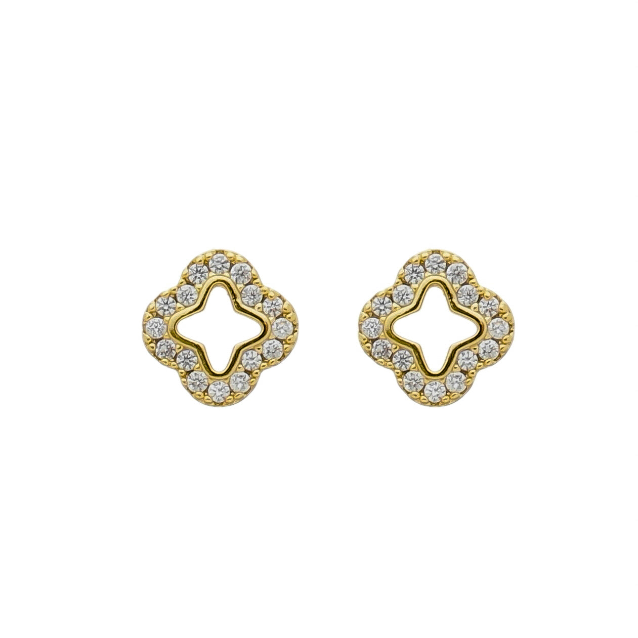 STUDDED ZIRCONIA CLOVER EARRINGS