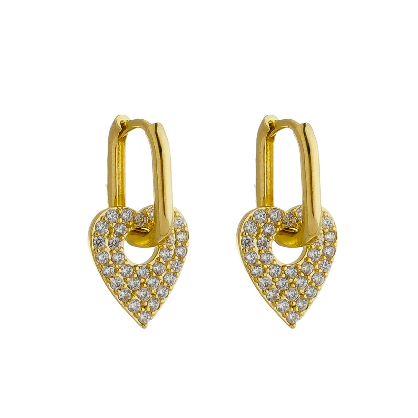 STUDDED HEART HOOP EARRINGS