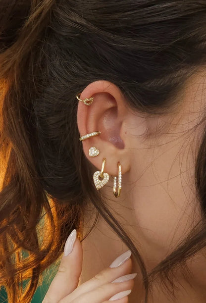 STUDDED HEART HOOP EARRINGS