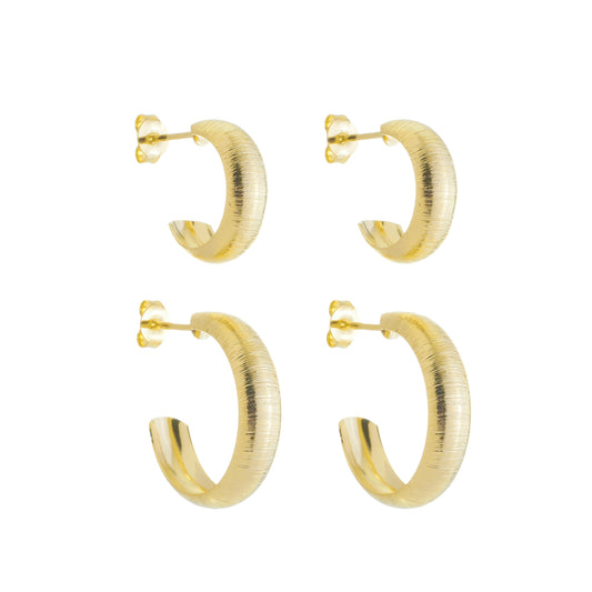 PAIR OF TEXTURED STUD HOOP EARRINGS