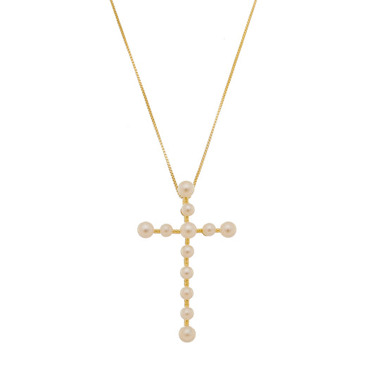 CROSS PEARL NECKLACE