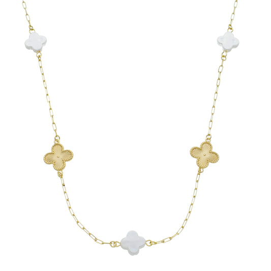 WHITE PEARL CLOVER NECKLACE