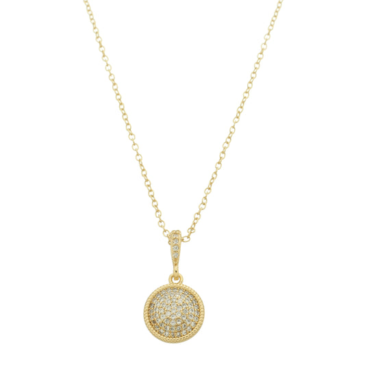 STUDDED PENDANT ZIRCONIA HALF BALL NECKLACE