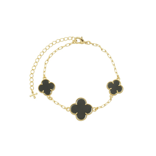 TRIPLE ONYX CLOVER BRACELET