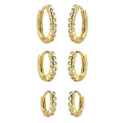 TRIO ZIRCONIA STUDDED EARRINGS