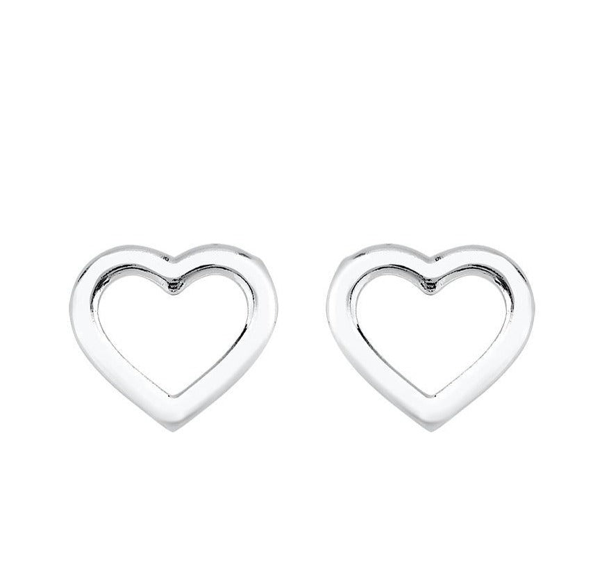 OUTLINED HEART STUD EARRINGS