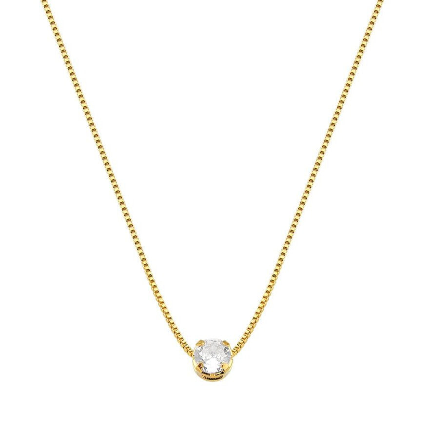 CLEAR CRYSTAL SOLITARE NECKLACE