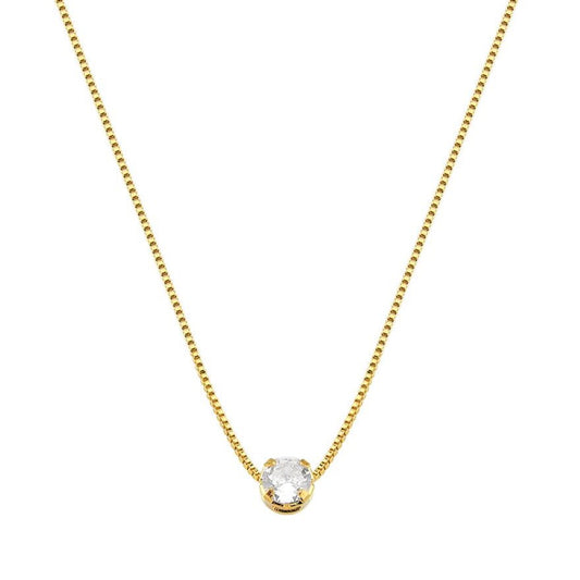 CLEAR CRYSTAL SOLITARE NECKLACE